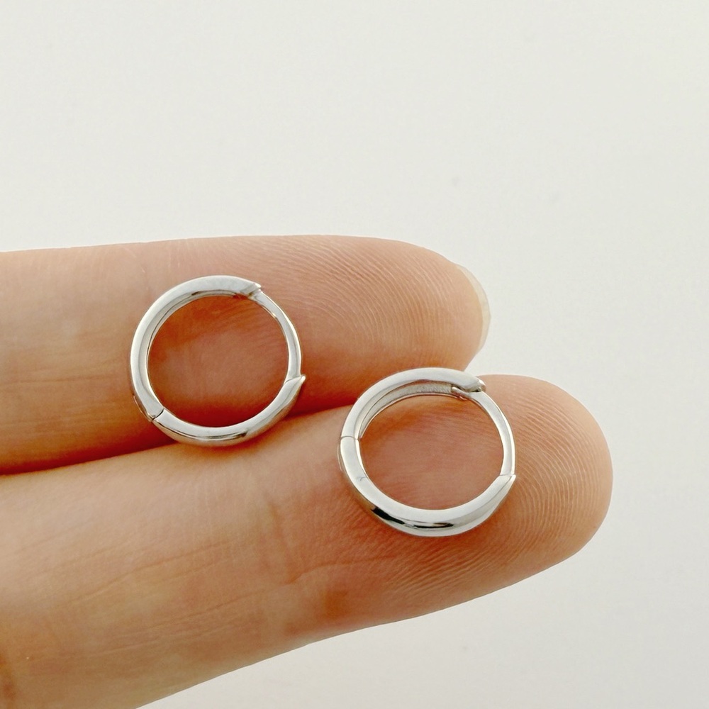 Solid Silver Tiny Huggie Earrings- Sh005 12mm - image 2